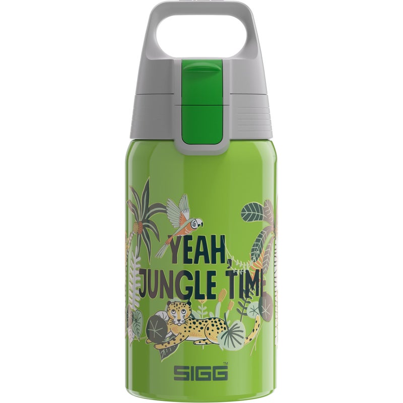 SIGG - Kids Water Bottle - Shield ONE Jungle - Leakproof - Lightweight - BPA Free - Stainless Steel - Green With Leopard - 17 Oz - Image 1